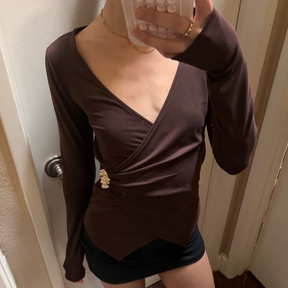 Plunge Neckline Wrap Top